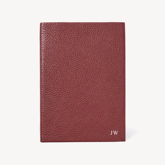 A5 Leather Bound Notebook Merlot Pebble