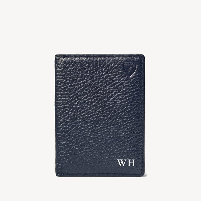 Double Fold Credit Card Holder Navy Pebble