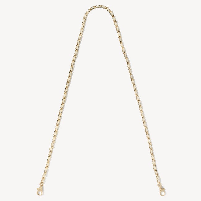 Leather Weave & Chain Strap Ivory Patent Croc