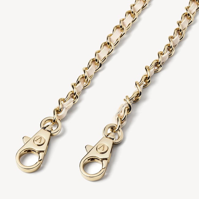 Leather Weave & Chain Strap Ivory Patent Croc