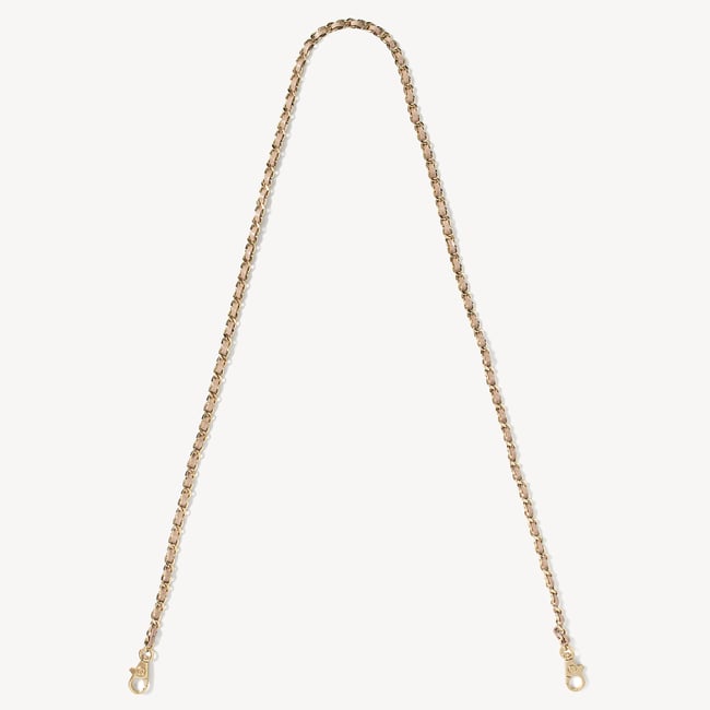 Leather Weave & Chain Strap Soft Taupe Patent Croc