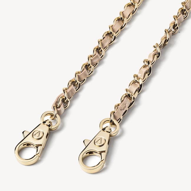 Leather Weave & Chain Strap Soft Taupe Patent Croc