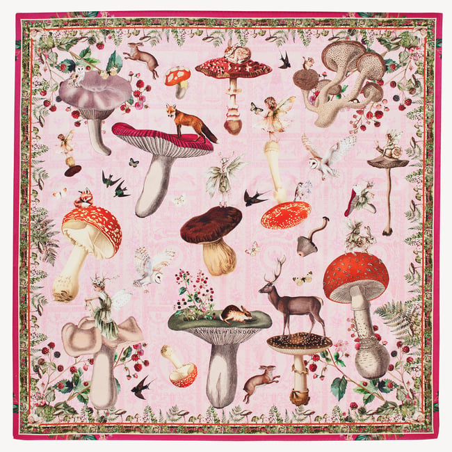 Enchanted Garden Silk Scarf Pink Pure Silk
