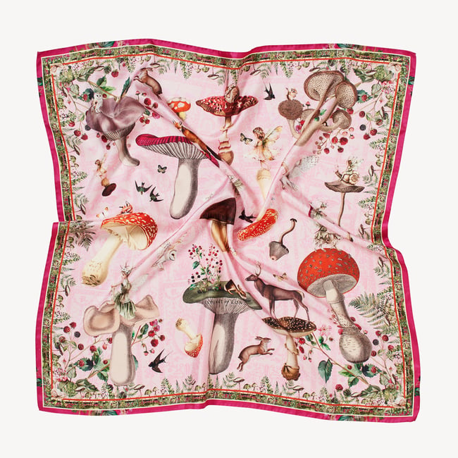 Enchanted Garden Silk Scarf Pink Pure Silk