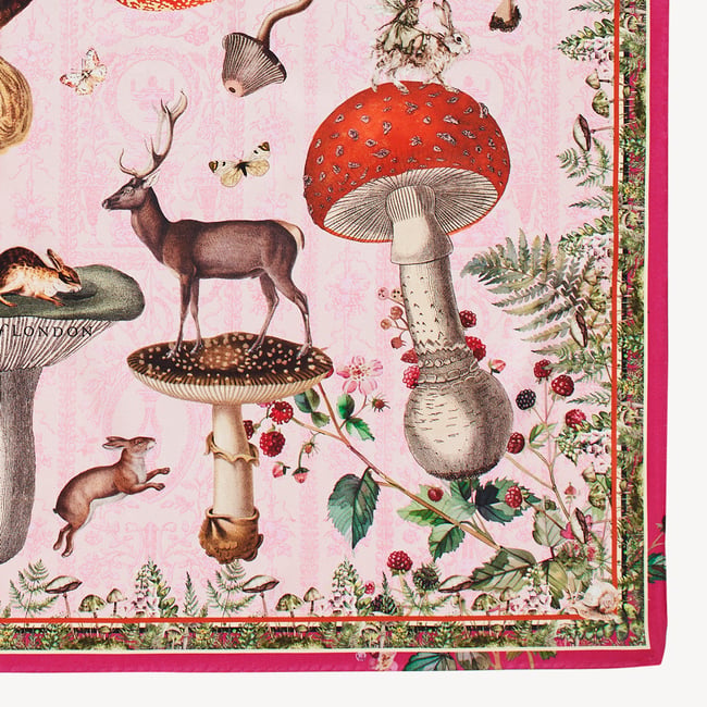 Enchanted Garden Silk Scarf Pink Pure Silk