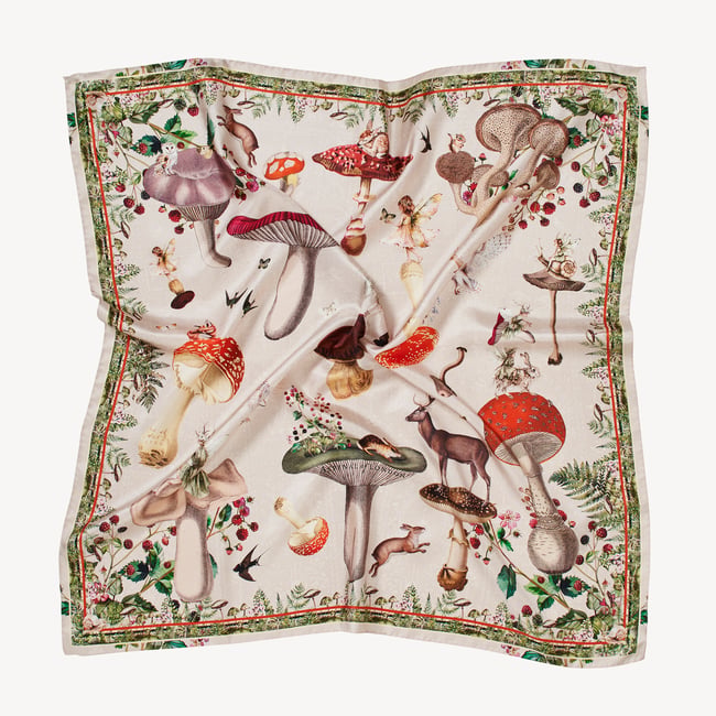 Enchanted Garden Silk Scarf Ivory Pure Silk