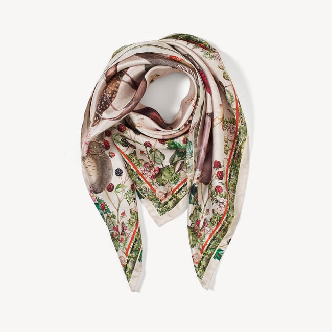 Enchanted Garden Silk Scarf Ivory Pure Silk