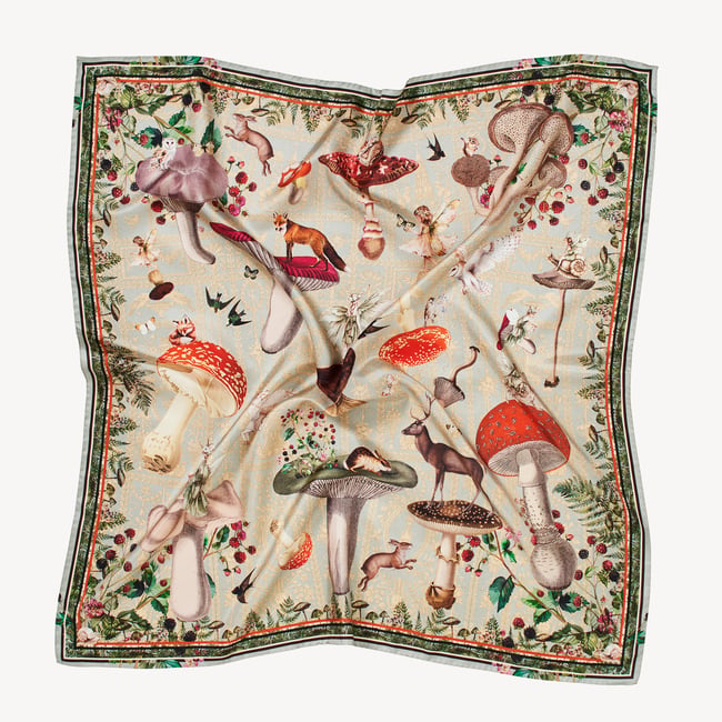 Enchanted Garden Silk Scarf Teal Pure Silk