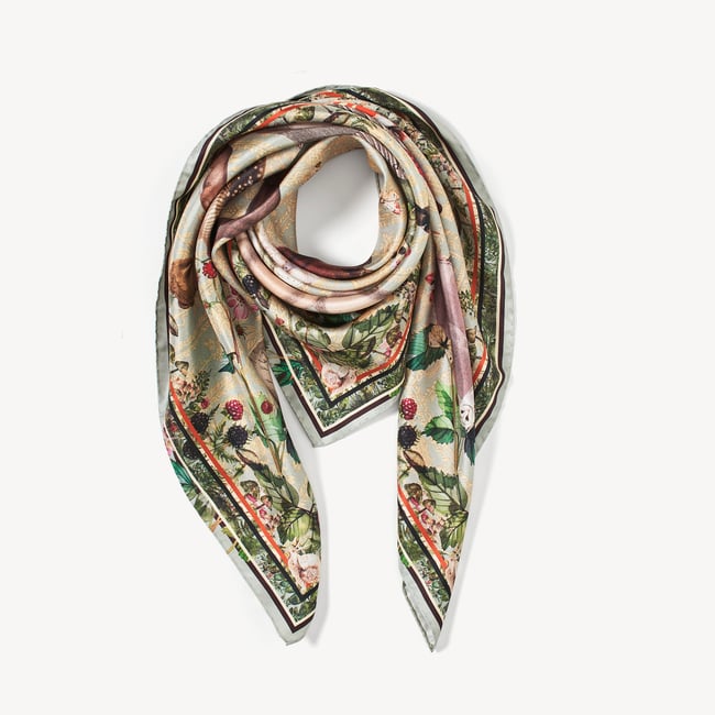 Enchanted Garden Silk Scarf Teal Pure Silk