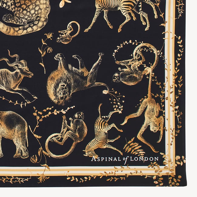 Savannah Silk Scarf Black & Gold Pure Silk
