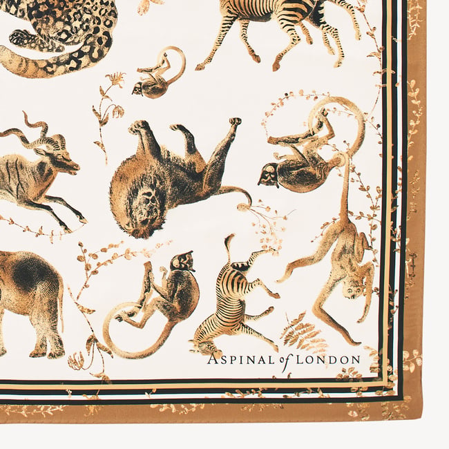 Savannah Silk Scarf Ivory & Gold Pure Silk