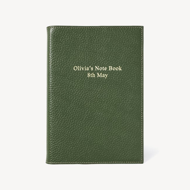 A5 Refillable Luxury Journal Racing Green Pebble with Soft Suede Lining