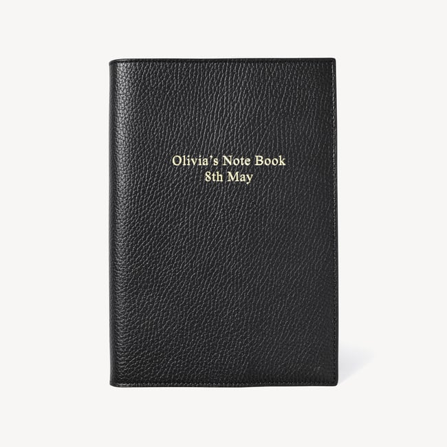 A5 Refillable Luxury Journal Black Pebble with Soft Suede Lining