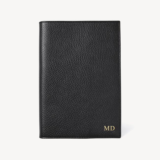 A5 Refillable Luxury Journal Black Pebble with Soft Suede Lining