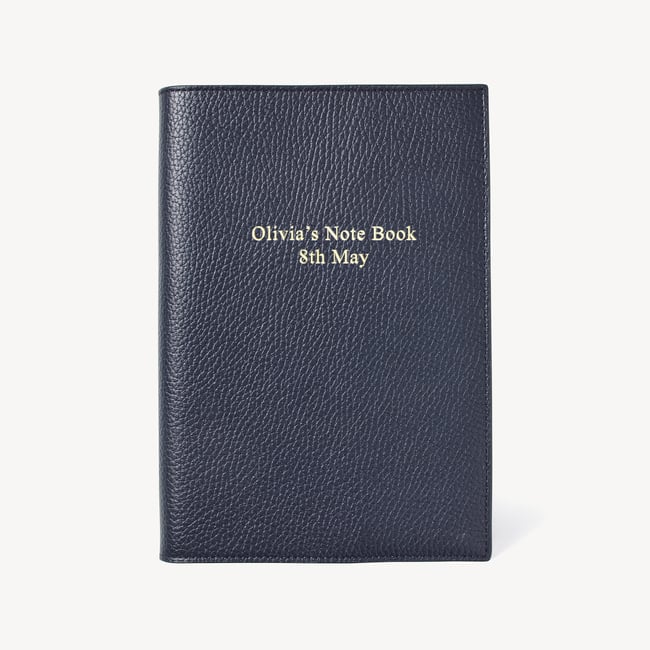A5 Refillable Luxury Journal Navy Pebble with Soft Suede Lining