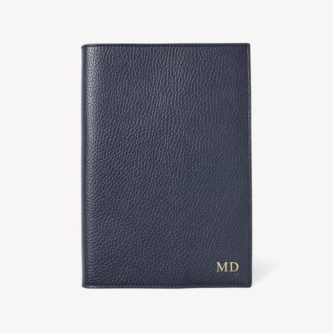 A5 Refillable Luxury Journal Navy Pebble with Soft Suede Lining