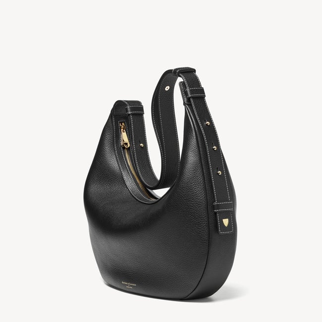 Soho Large Crescent Black Milled Pebble