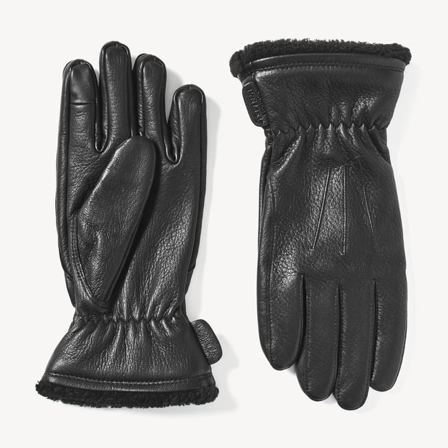 Men's Deerskin Leather Gloves Black Deerskin