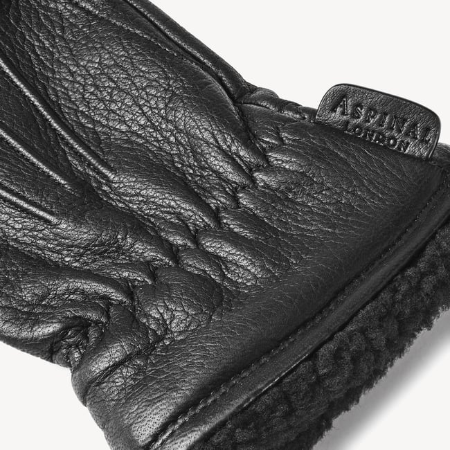 Men's Deerskin Leather Gloves Black Deerskin