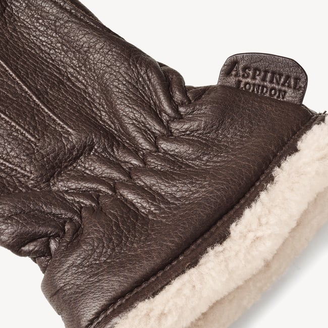 Men's Deerskin Leather Gloves Chocolate Deerskin