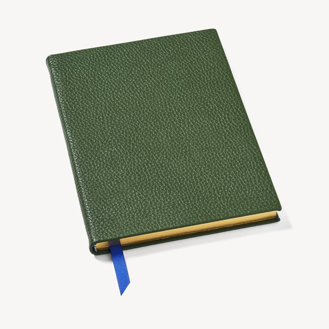 A5 Leather Bound Notebook Racing Green Pebble