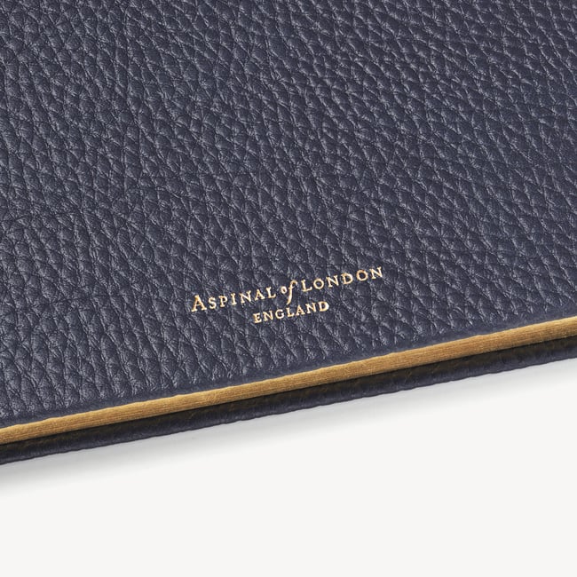 A5 Leather Bound Notebook Navy Pebble