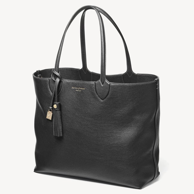 Hudson Tote Black Milled Pebble