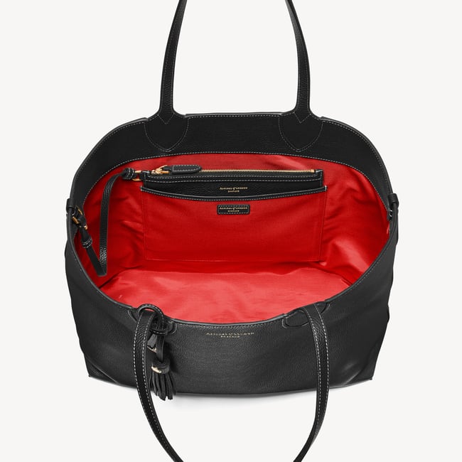 Hudson Tote Black Milled Pebble
