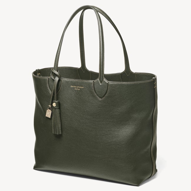 Hudson Tote Forest Green Milled Pebble