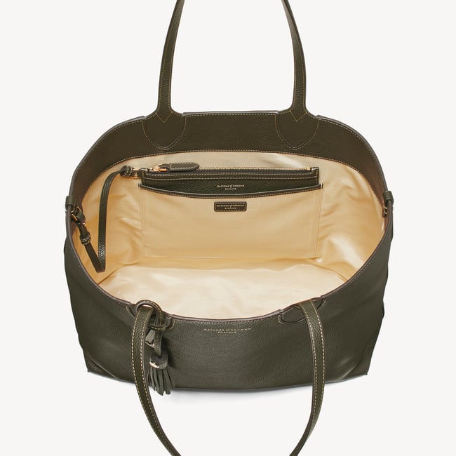 Hudson Tote Forest Green Milled Pebble