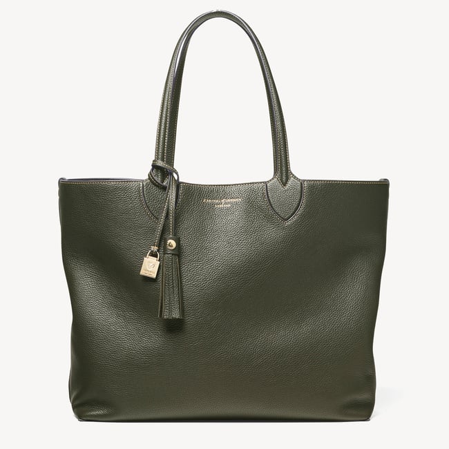 Hudson Tote Forest Green Milled Pebble