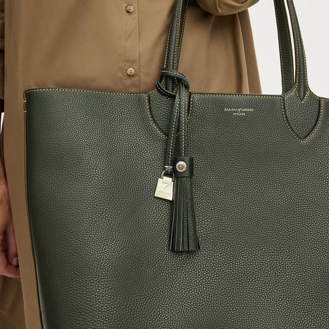 Hudson Tote Forest Green Milled Pebble