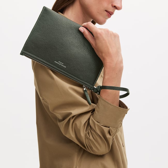Hudson Tote Forest Green Milled Pebble