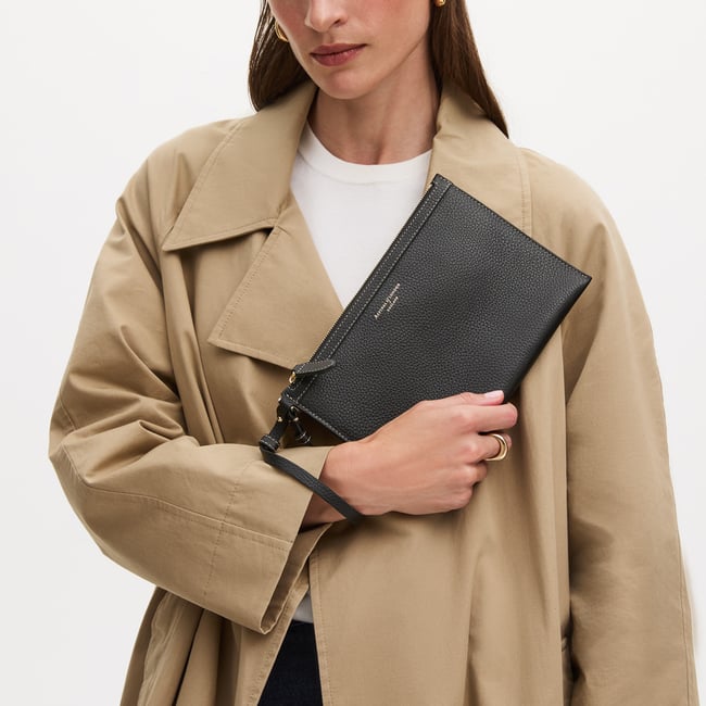 Hudson Tote Black Milled Pebble
