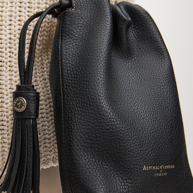 Soho Crossbody Pouch Black Milled Pebble