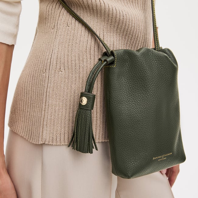 Soho Crossbody Pouch Forest Green Milled Pebble