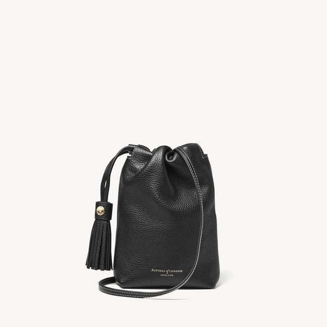 Soho Crossbody Pouch Black Milled Pebble