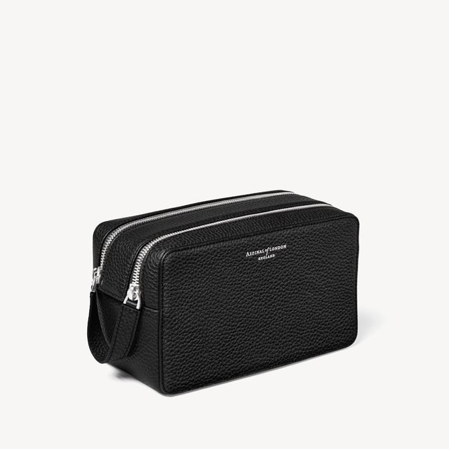 Double Zip Mount Street Wash Bag Black Pebble