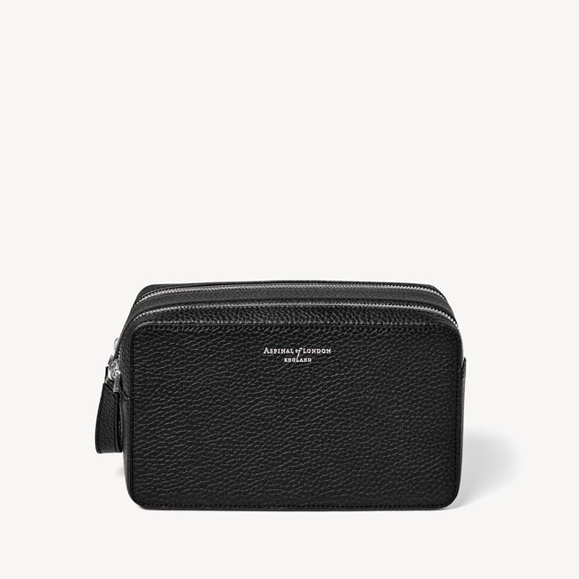 Double Zip Mount Street Wash Bag Black Pebble