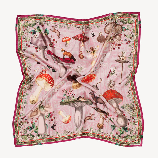 Enchanted Garden Silk Scarf Pale Pink Pure Silk