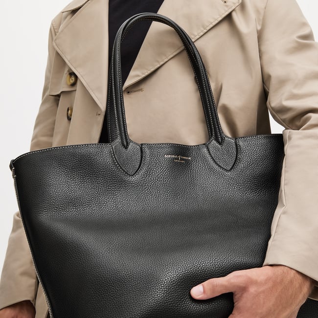 Hudson Tote Black Milled Pebble