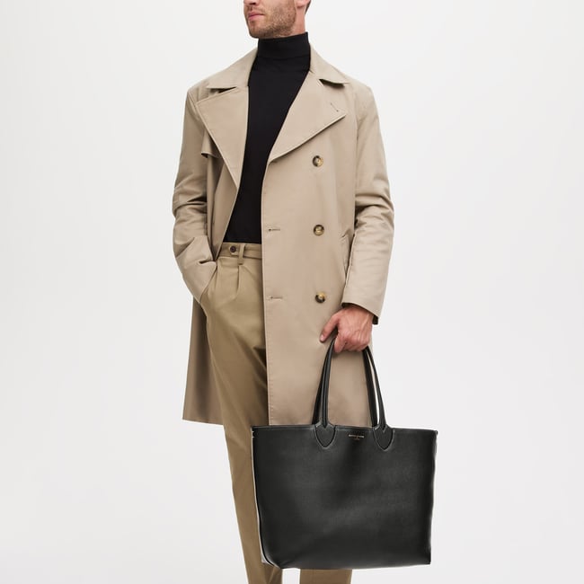 Hudson Tote Black Milled Pebble