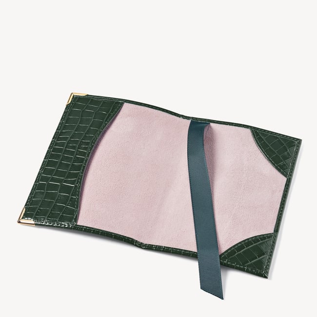 Passport Cover Deep Shine Evergreen Small Croc