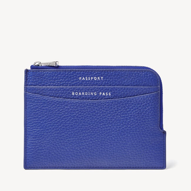 Zipped Travel Wallet Cobalt Blue Pebble