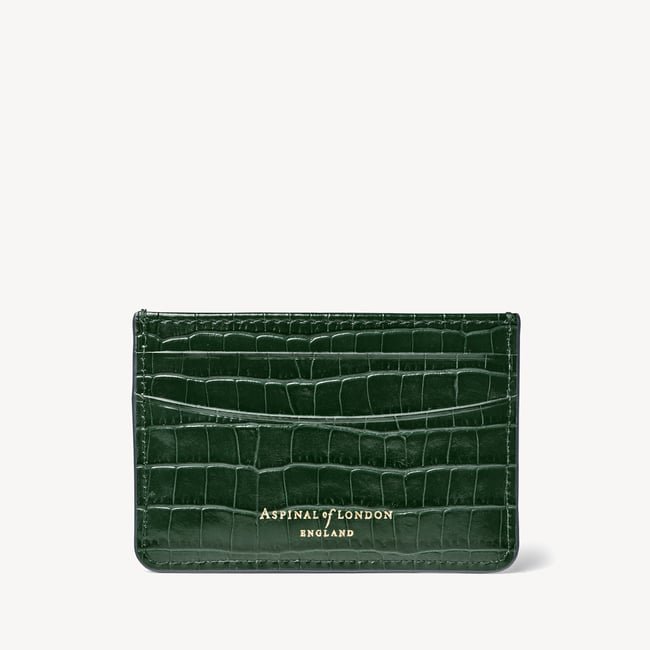 Slim Credit Card Holder Deep Shine Evergreen Small Croc