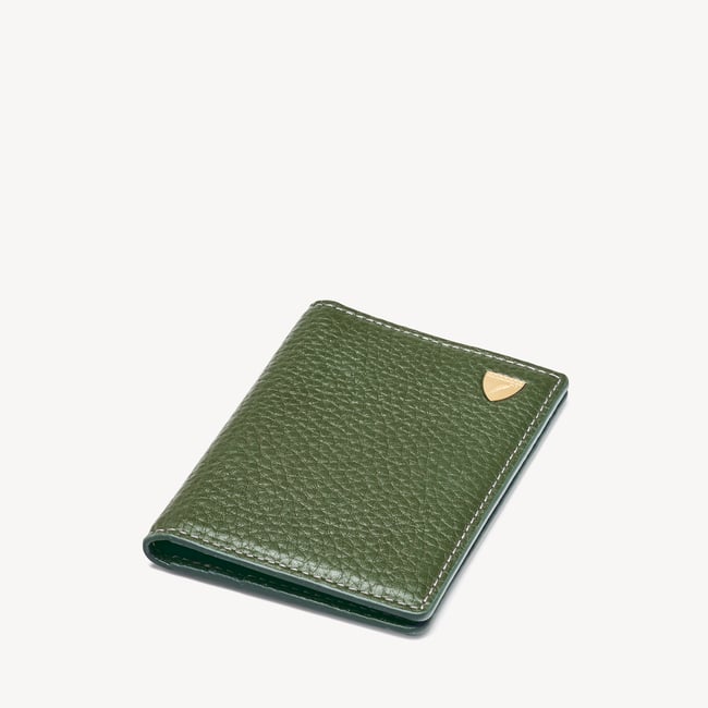 Double Fold Credit Card Holder Racing Green Pebble