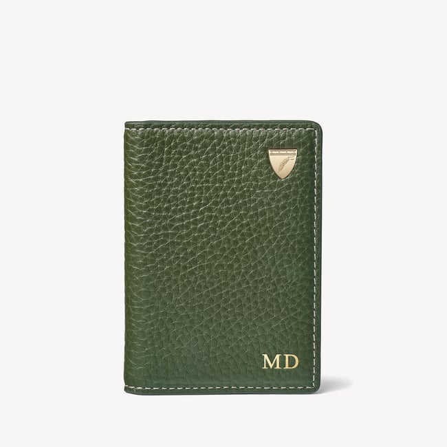 Double Fold Credit Card Holder Racing Green Pebble