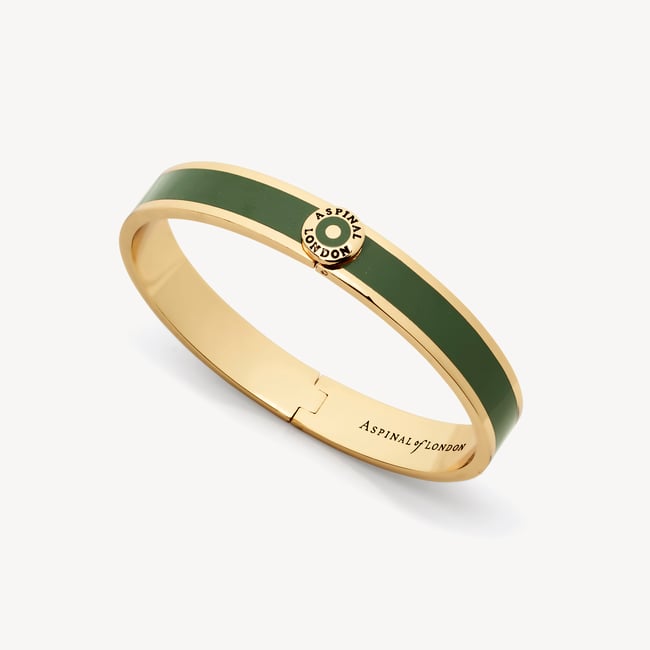 Enamel Bangle Racing Green Enamel & 18ct Gold Plated