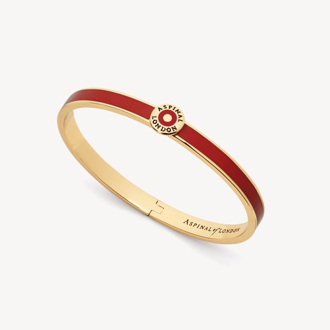 Thin Enamel Bangle Cardinal Red Enamel & 18ct Gold Plated