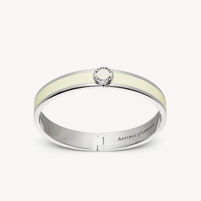 Enamel Bangle Ivory Enamel & Palladium Silver Plated